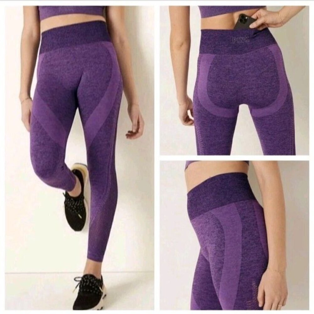 Victoria's Secret PINK Leggings Womens Medium Purple Seamless Yoga Pants